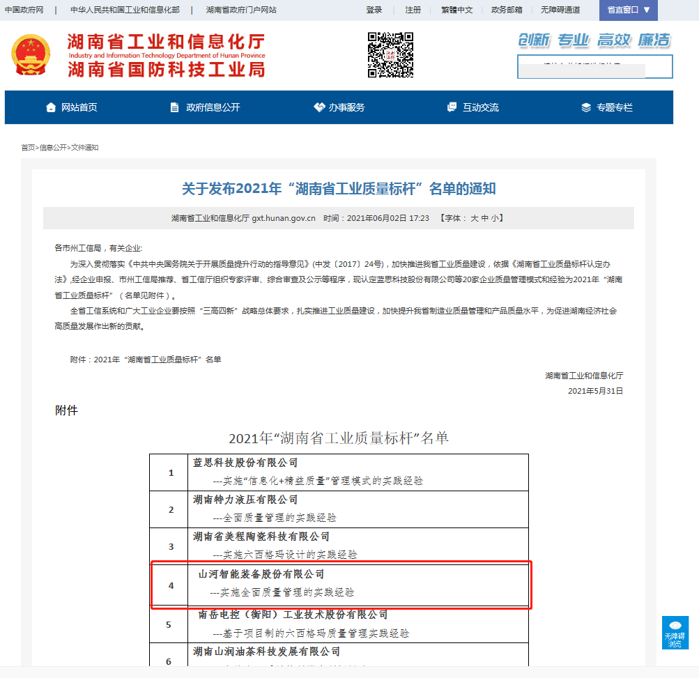 球友会体育-球友会体育（中国）官方在线
智能荣获湖南省工业质量标杆企业