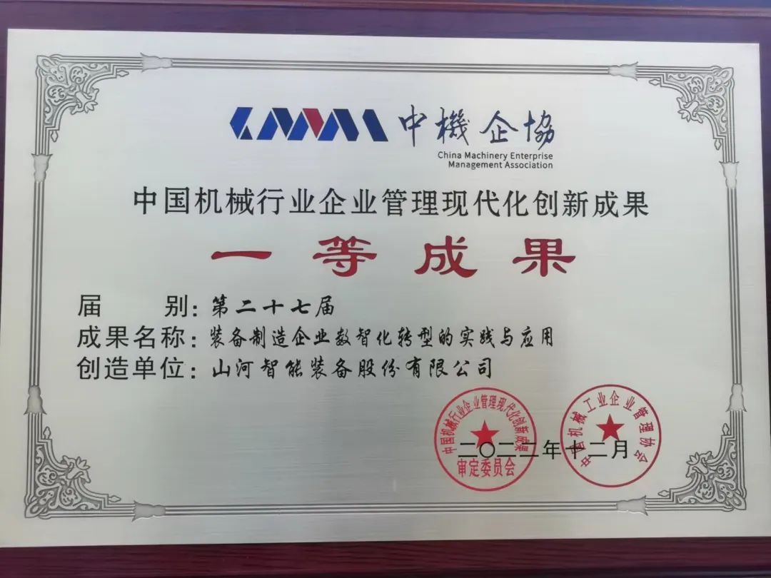 厉害！球友会体育-球友会体育（中国）官方在线
智能喜获第二十七届中国机械行业企业管理现代化创新成果一等奖