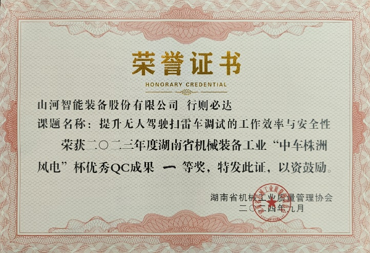 喜讯！2023年度省机械工业质量管理成果擂台赛球友会体育-球友会体育（中国）官方在线
智能再获殊荣！